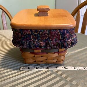 Longaberger Basket with Paisley Fabric Trim and Lid
